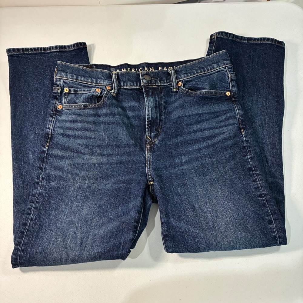 American Eagle‎ Relaxed Straight Jeans Mens 30x30 Dark Wash Flex Denim Casual